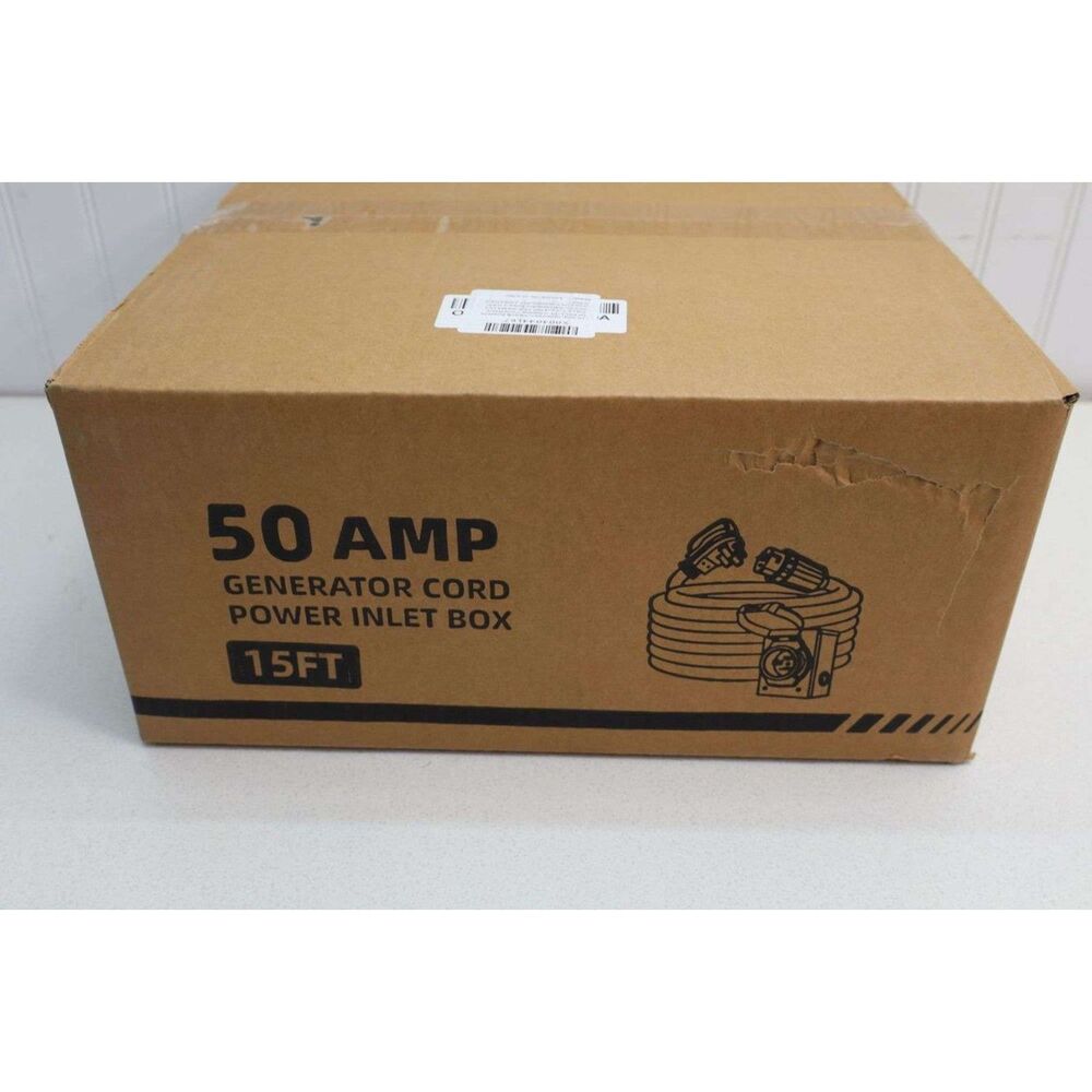 NEW 15FT 50-AMP Generator Cord w/Power Inlet Box